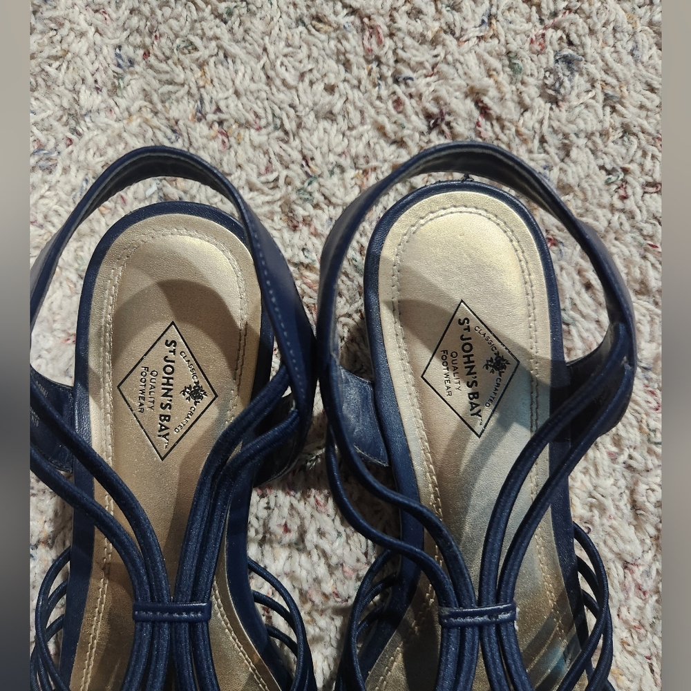 St. Johns Bay Navy Blue Strappy Sandals - Picture 2 of 7